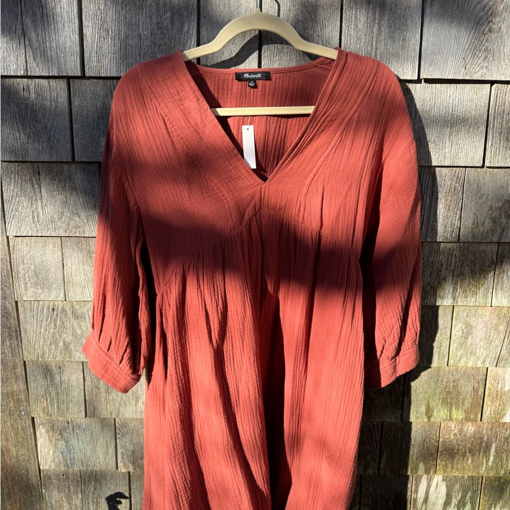 Madewell Terracotta V-Neck Dress